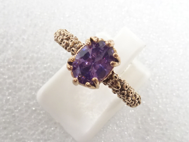 JAPANESE KIMONO / ANTIQUE COLORED STONE RING (SIZE 16)